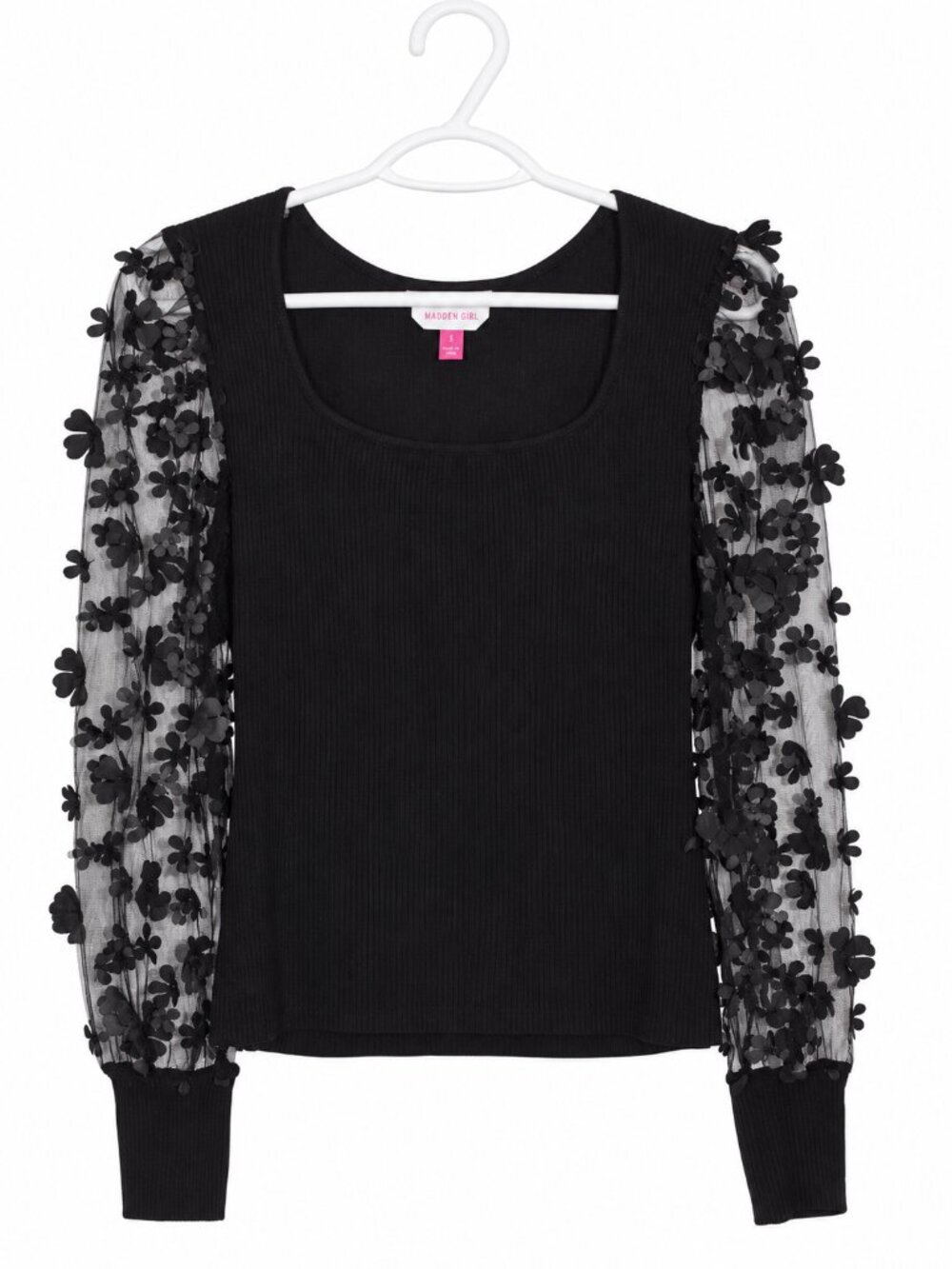 NO BOUNDARIES 3D Floral Black Whimsygoth Fairycore Romantic Goth Blouse Size M